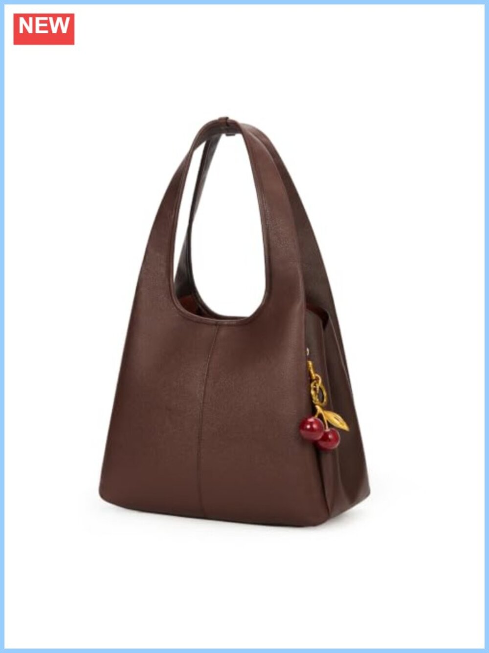 Faux Leather Bucket Bag Top Handle Crossbody Purse Cherry Charm